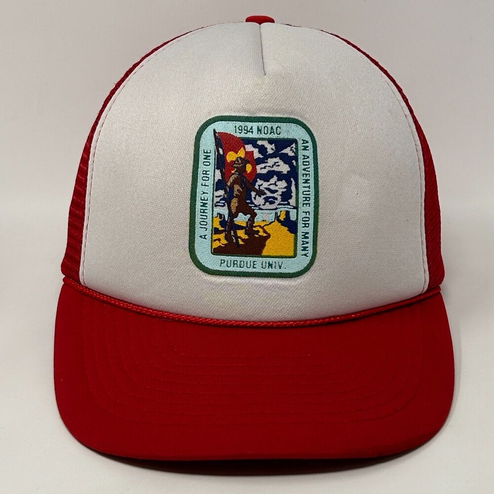 Vintage NOAC Purdue University Trucker Hat Baseball Cap Boy Scouts Snapback Red